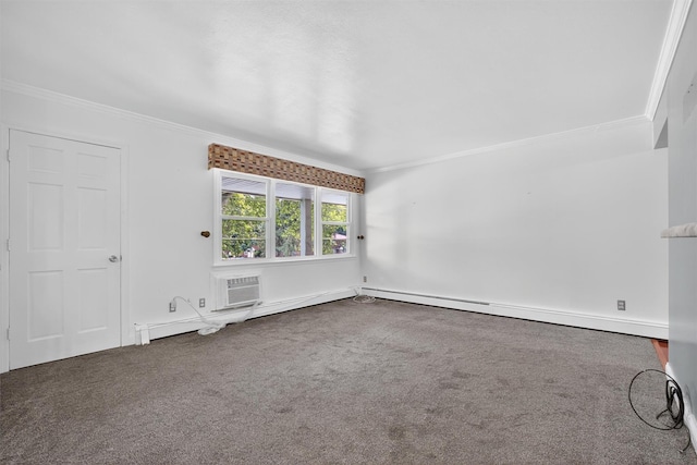 2710 S Rd Unit A4, Poughkeepsie, NY 12601 - unfurnished room featuring crown molding, carpet floors, baseboard heating, and a wall mounted air conditioner