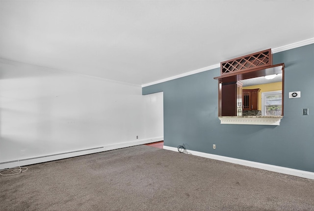 2710 S Rd Unit A4, Poughkeepsie, NY 12601 - unfurnished room featuring ornamental molding, carpet flooring, and a baseboard radiator
