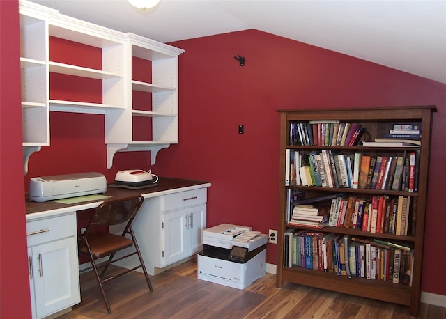 73 Peconic St, Selden, NY 11784 - office with vaulted ceiling and dark wood finished floors