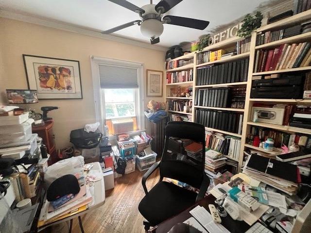 1607 E 43rd St, Brooklyn, NY 11234 - office space featuring a ceiling fan, crown molding, and wood finished floors