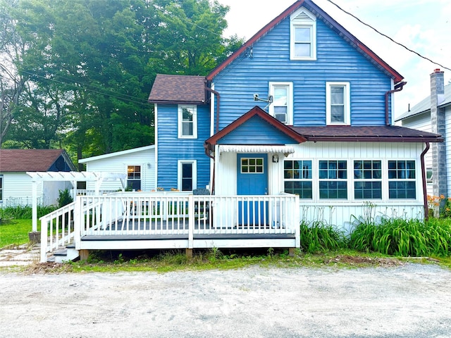 61 Cottage St, Roscoe, NY 12776 - view of front of house featuring a deck and roof with shingles