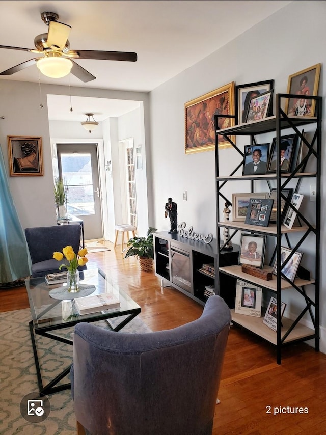 269 Windsor Pkwy, Hempstead, NY 11550 - living area with wood finished floors and ceiling fan