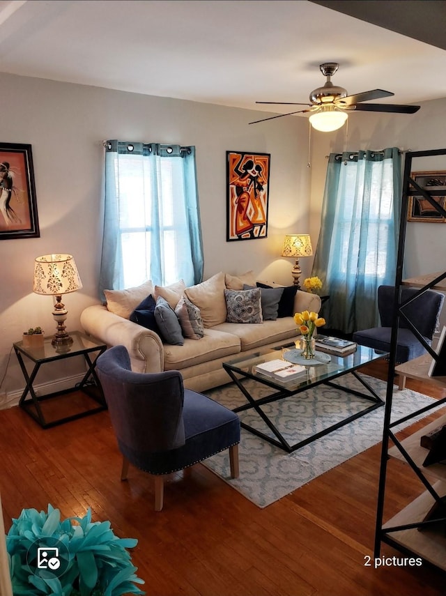 269 Windsor Pkwy, Hempstead, NY 11550 - living area featuring wood finished floors and a ceiling fan
