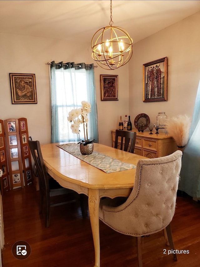 269 Windsor Pkwy, Hempstead, NY 11550 - dining room with a chandelier and dark wood-style flooring
