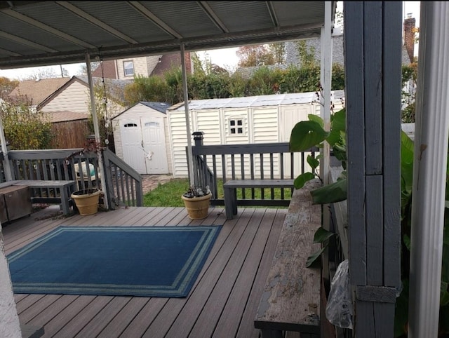 269 Windsor Pkwy, Hempstead, NY 11550 - wooden terrace with a storage shed