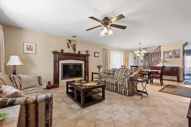 8 Pearl St, Bethpage, NY 11714 - living room with a chandelier and ceiling fan
