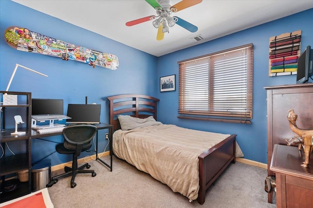 8 Pearl St, Bethpage, NY 11714 - carpeted bedroom featuring an office area and ceiling fan