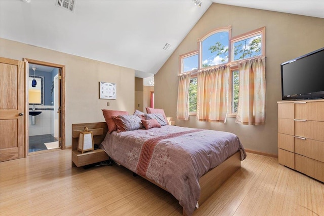 8 Pearl St, Bethpage, NY 11714 - bedroom with light wood-style flooring and high vaulted ceiling