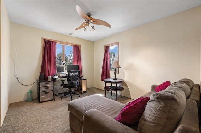8 Pearl St, Bethpage, NY 11714 - carpeted office space featuring a ceiling fan
