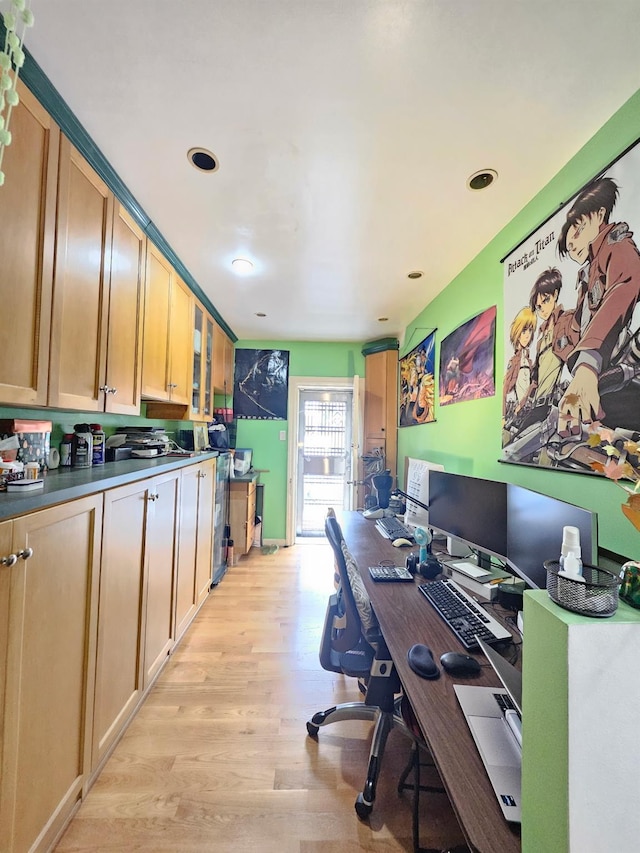 1714 W 12th St, Brooklyn, NY 11223 - home office with light wood-style flooring and recessed lighting
