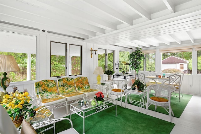 22 Turtle Cove Dr, Southampton, NY 11968 - sunroom with beamed ceiling