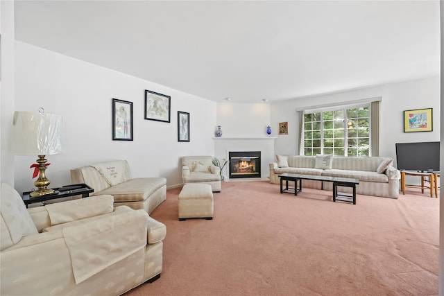 1105 Farmdale Rd, Brewster, NY 10509 - living area featuring light carpet and a fireplace with flush hearth