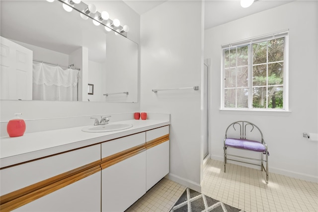 1105 Farmdale Rd, Brewster, NY 10509 - full bath with vanity, tile patterned flooring, and a shower with curtain