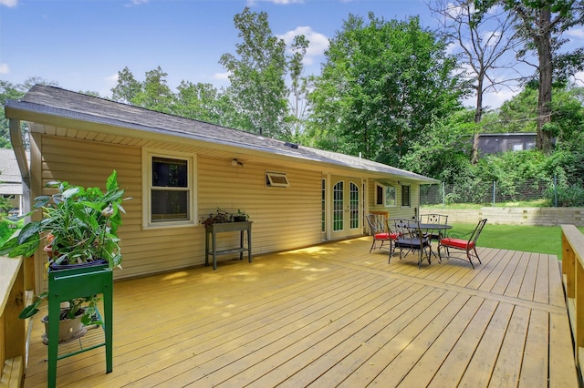 69 Floradan Rd, Putnam Valley, NY 10579 - wooden deck with outdoor dining area and a yard