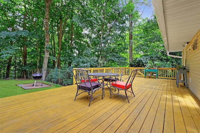 69 Floradan Rd, Putnam Valley, NY 10579 - deck featuring outdoor dining area, a grill, and view of scattered trees