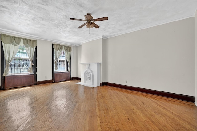 17 Palmetto St, Brooklyn, NY 11221 - unfurnished living room featuring ceiling fan, wood finished floors, and ornamental molding