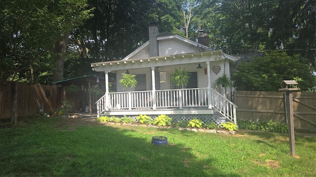 20 Mountain View Rd, Putnam Valley, NY 10579 - view of front of property featuring a porch, a chimney, and ceiling fan