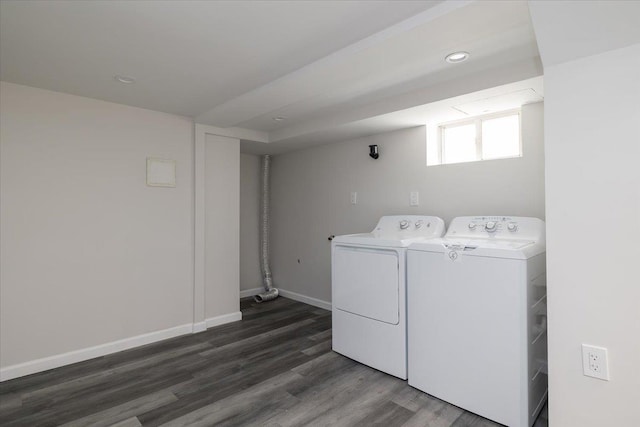 22324 Murdock Ave, Queens Village, NY 11429 - washroom with separate washer and dryer, wood finished floors, and recessed lighting