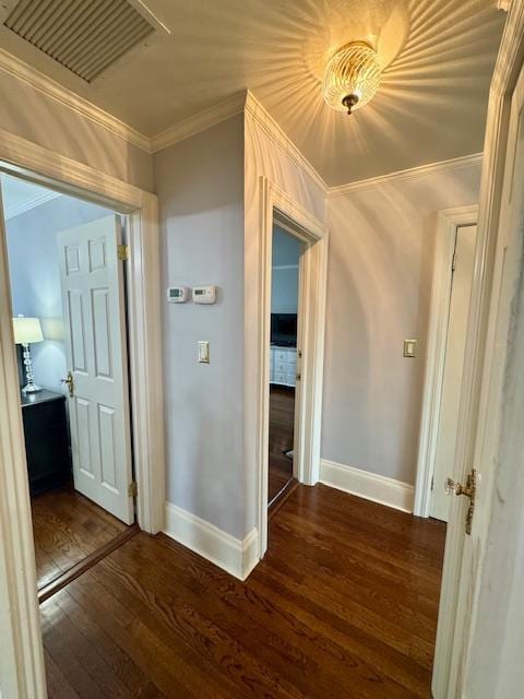 987 E Prospect St, Woodmere, NY 11598 - hall featuring ornamental molding and dark wood-style flooring