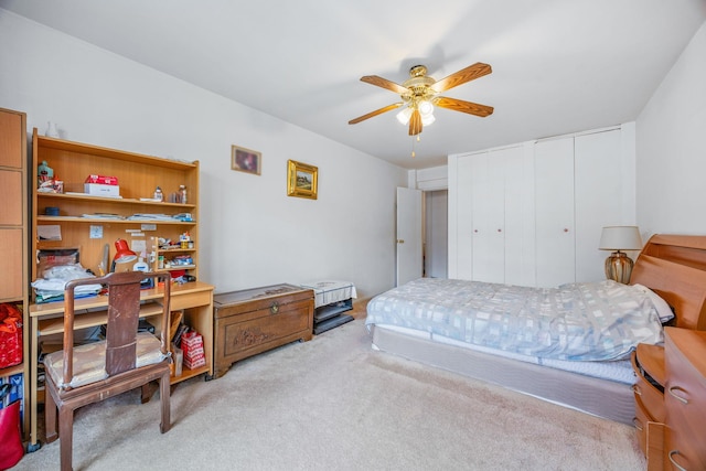 142-05 Roosevelt Ave Unit 627, Flushing, NY 11354 - bedroom with carpet, two closets, and a ceiling fan