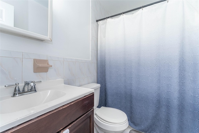 1051 Bay 32nd St, Bayswater, NY 11691 - full bathroom featuring vanity, tile walls, and curtained shower