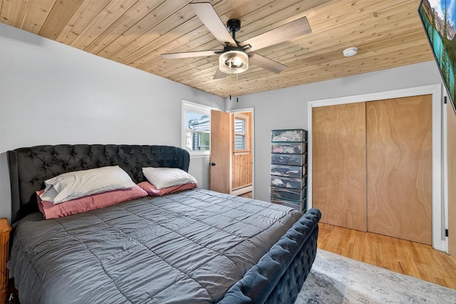 130 Marcus Rd, Ellenville, NY 12428 - bedroom featuring wood finished floors, wood ceiling, ceiling fan, and a closet