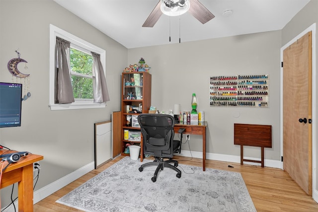 130 Marcus Rd, Ellenville, NY 12428 - home office featuring wood finished floors and a ceiling fan