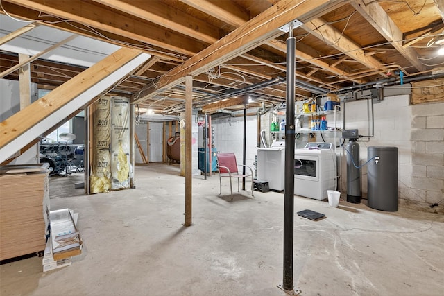 130 Marcus Rd, Ellenville, NY 12428 - unfinished below grade area featuring washer and clothes dryer and a water softener system