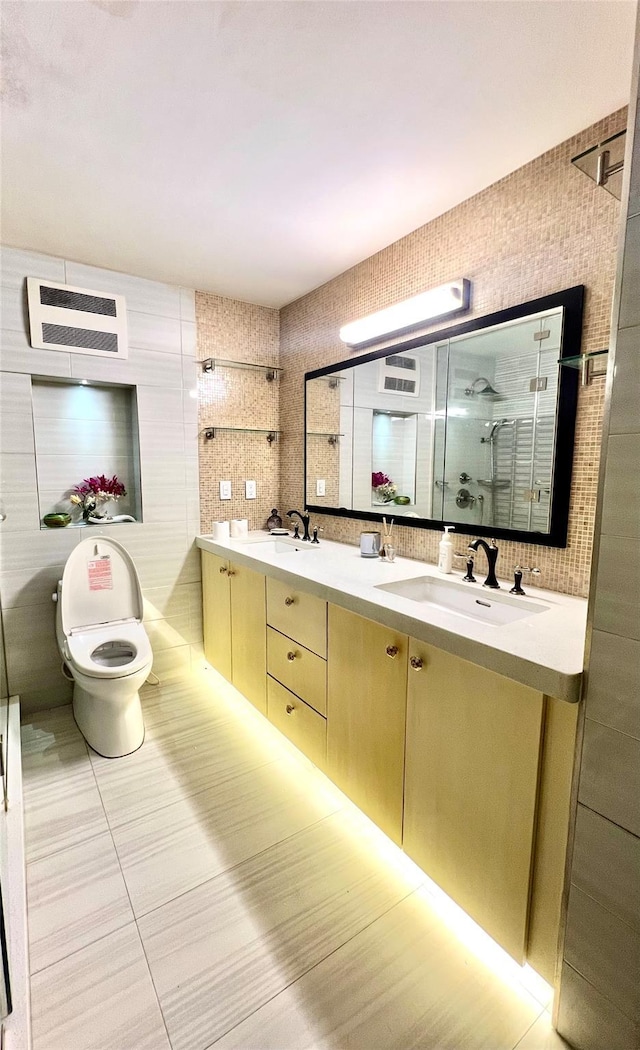 21019 26th Avenue Tl, Bayside, NY 11360 - full bath featuring double vanity, a shower stall, and tile patterned floors