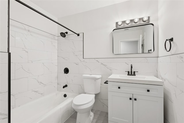 297 Farm To Market Rd, Brewster, NY 10509 - bathroom featuring vanity, bathing tub / shower combination, and tile walls
