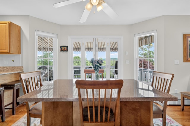 106 Maple Ave, Goshen, NY 10924 - dining area with plenty of natural light, light wood-style flooring, and a ceiling fan