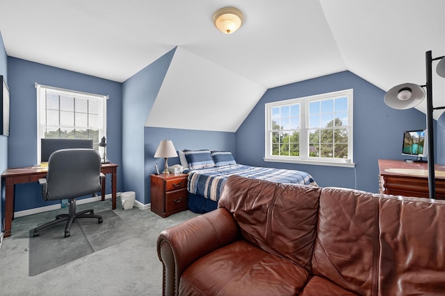 106 Maple Ave, Goshen, NY 10924 - carpeted bedroom featuring vaulted ceiling and an office area