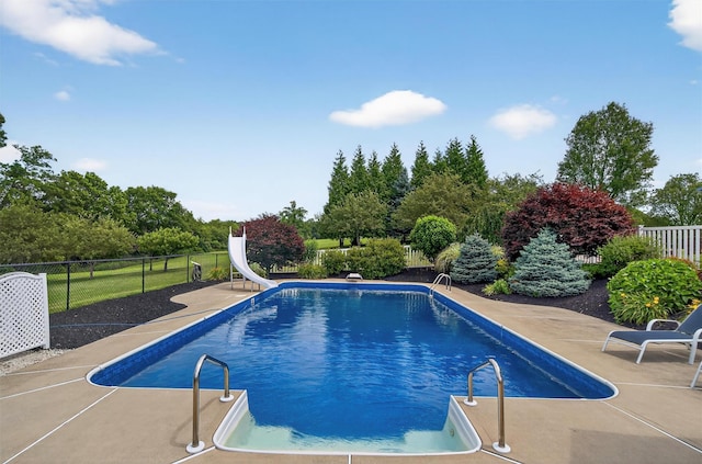 106 Maple Ave, Goshen, NY 10924 - view of swimming pool with a water slide and a patio