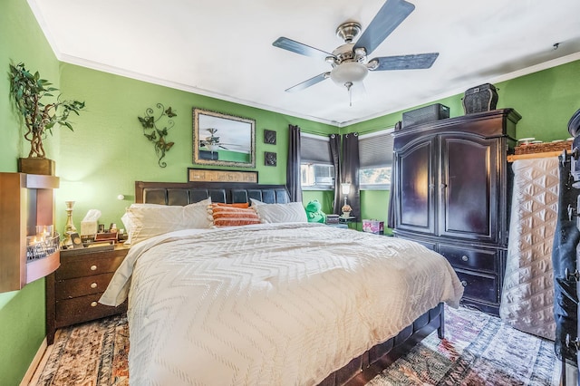 511 N Delaware Ave, Lindenhurst, NY 11757 - bedroom with crown molding, ceiling fan, and cooling unit