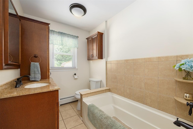 18 Alexander Blvd, Poughkeepsie, NY 12603 - full bath featuring a baseboard radiator, a bath, vanity, and tile patterned floors