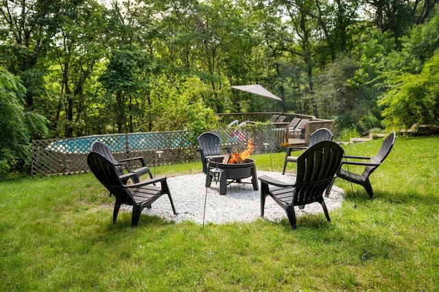 27 Maple Rd, Lake Peekskill, NY 10537 - view of green lawn featuring an outdoor fire pit