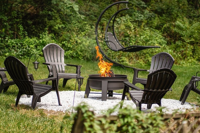 27 Maple Rd, Lake Peekskill, NY 10537 - view of patio / terrace with a fire pit
