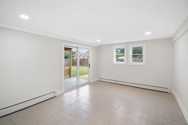 4 S Cardinal Ct, Islip, NY 11706 - unfurnished room with baseboard heating, recessed lighting, and light tile patterned floors