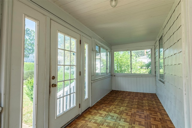 2 Florence St, North Baldwin, NY 11510 - unfurnished sunroom with french doors and wooden walls