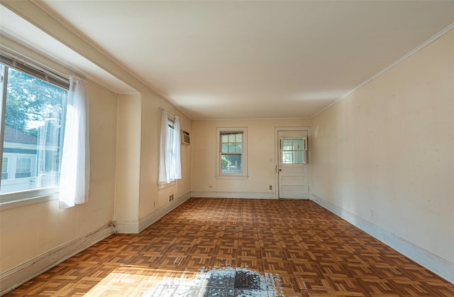 2 Florence St, North Baldwin, NY 11510 - unfurnished room with ornamental molding and a wall unit AC