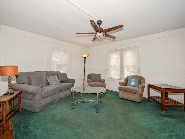 10 Vail Ave, Beacon, NY 12508 - carpeted living room with a ceiling fan