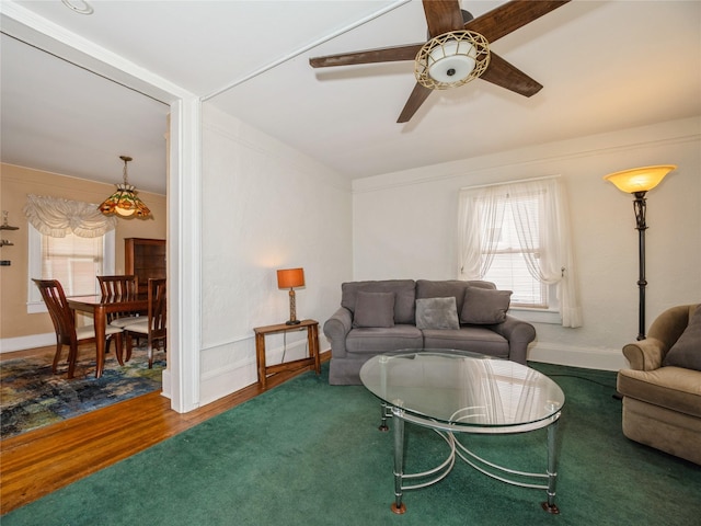 10 Vail Ave, Beacon, NY 12508 - living area featuring a ceiling fan and baseboards
