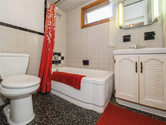 10 Vail Ave, Beacon, NY 12508 - full bathroom with tile walls, vanity, and shower / bath combination with curtain