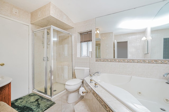 127 Keating Pl, Staten Island, NY 10314 - full bath featuring a jetted tub, a shower stall, and tile patterned flooring
