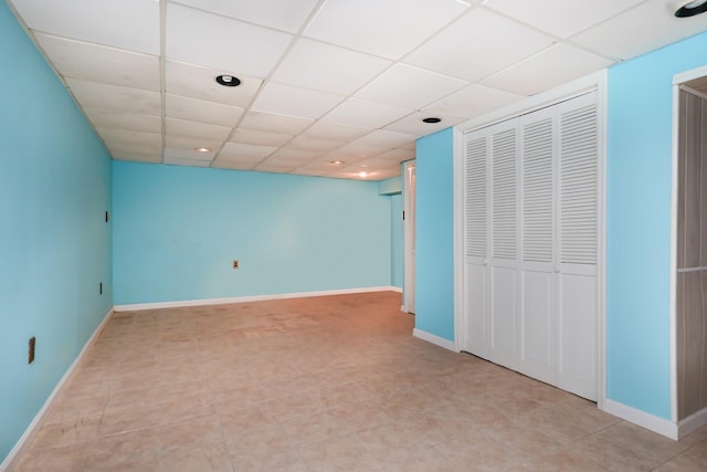 127 Keating Pl, Staten Island, NY 10314 - finished basement featuring a drop ceiling and baseboards