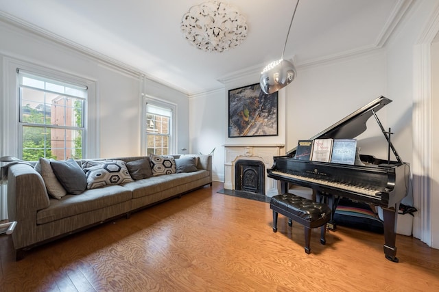 17E 128th St, New York Manhattan, NY 10035 - living area featuring ornamental molding and wood finished floors