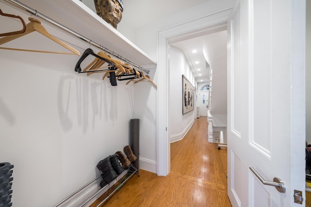 17E 128th St, New York Manhattan, NY 10035 - spacious closet featuring light wood-style floors