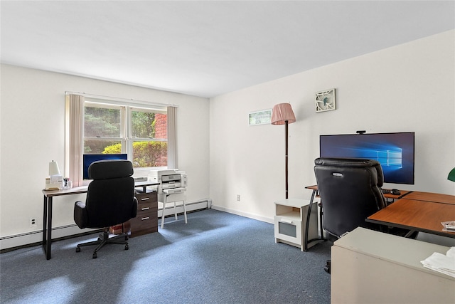 14 Pheasant Hill Ln, Old Brookville, NY 11545 - home office featuring carpet floors and a baseboard heating unit