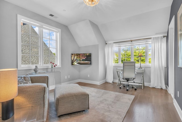 7 Honeysuckle Ln, Rye Brook, NY 10573 - office with plenty of natural light, wood finished floors, and lofted ceiling