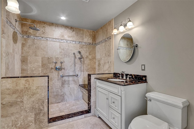 23 Indian Trce, Kings Park, NY 11754 - bathroom with vanity, a walk in shower, recessed lighting, and tile patterned flooring